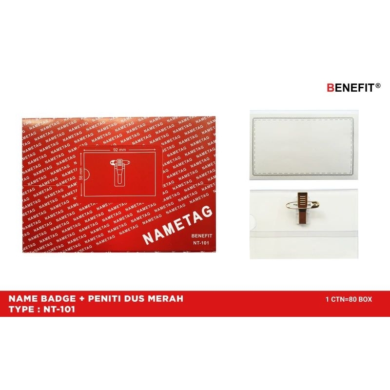 

Name Tag Benefit / Name Tag Peniti / Name Tag Jepit / Jepitan ID Card (1Pak isi 50Pcs)