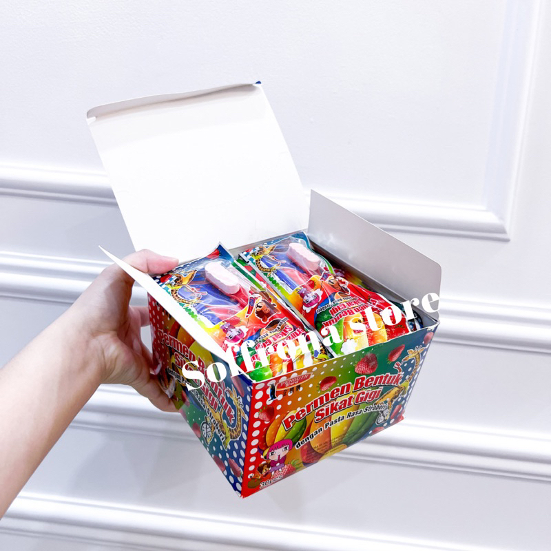 

PERMEN SIKAT GIGI dan pasta gigi 1 box isi 30pcs ready stock makassar