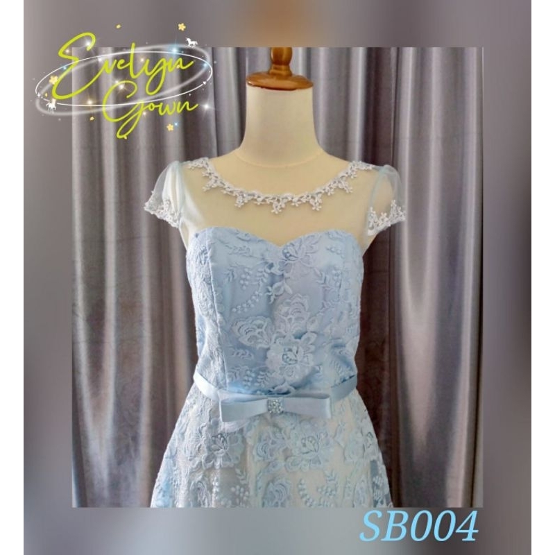 gaun/dress pesta biru muda preloved