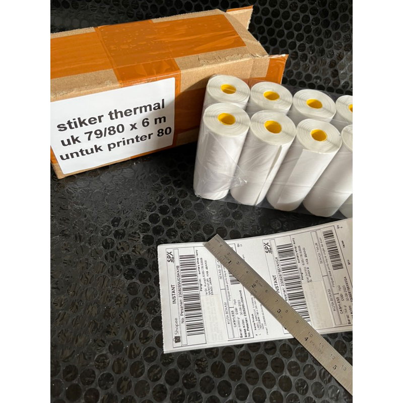 

10 ROLL Kertas Thermal Stiker / Label 80mm x 6m - 80 mm x 6 m ISI 10 ROLL