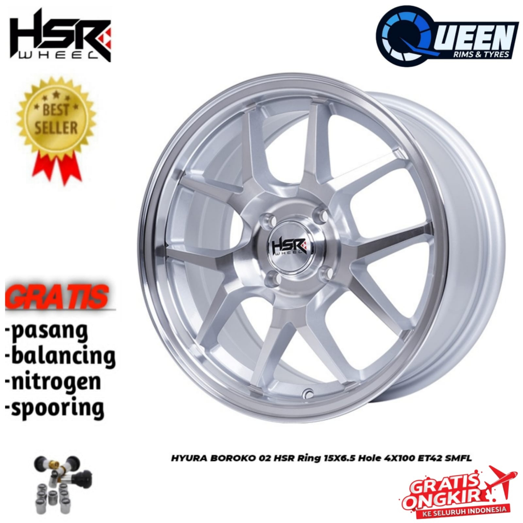 Velg racing HSR HYURA R15 untuk brio agya ayla mobilio datsun calya sigra dll