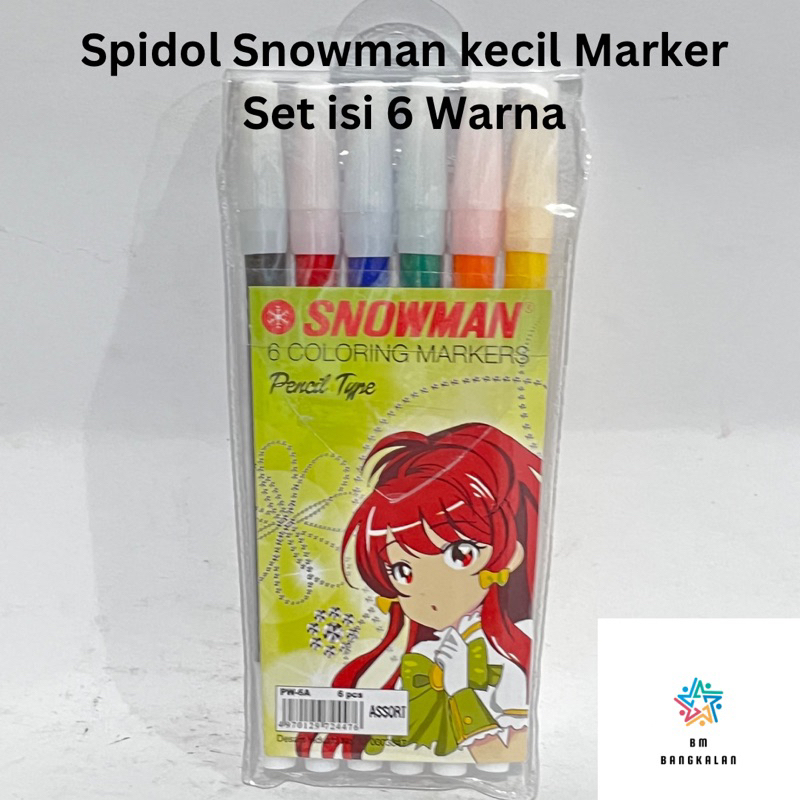 

Spidol SNOWMAN Marker Set kecil isi 6 warna (PW-6A)