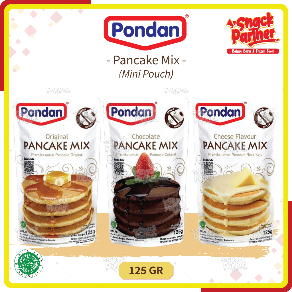 

PONDAN PANCAKE MIX 125 GR / POUCH - Tepung Premix Premiks Instant Kue Original Vanilla Vanila Chocolate Coklat Choco Cheese Keju 125GR