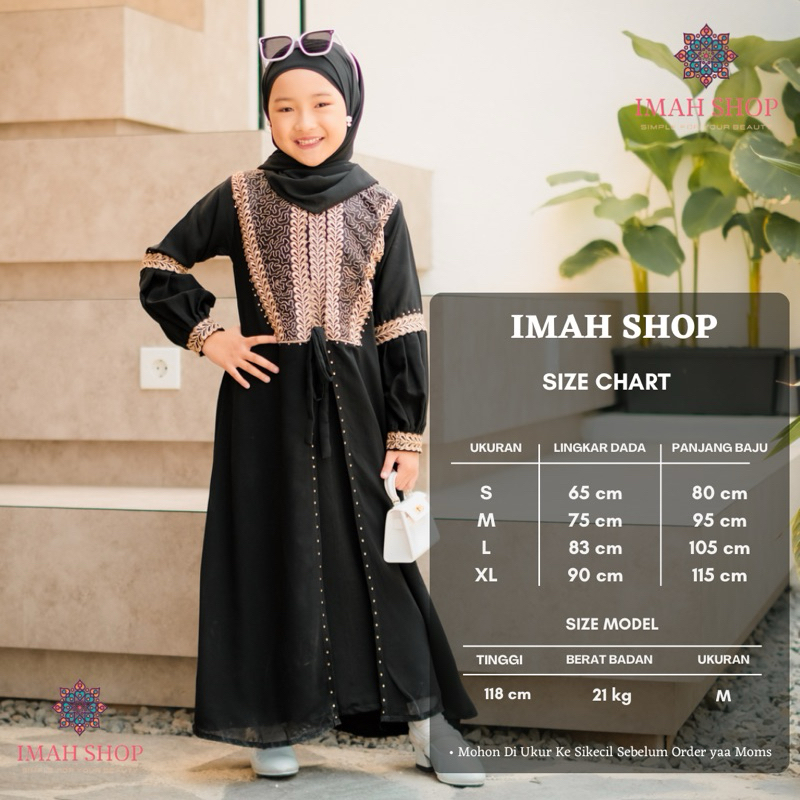 Abaya Gamis Anak Perempuan Dress Maxi Arab Saudi Bordir Zephy Turki Umroh Dubai Turkey Renda Impor 828 By Imah Shop