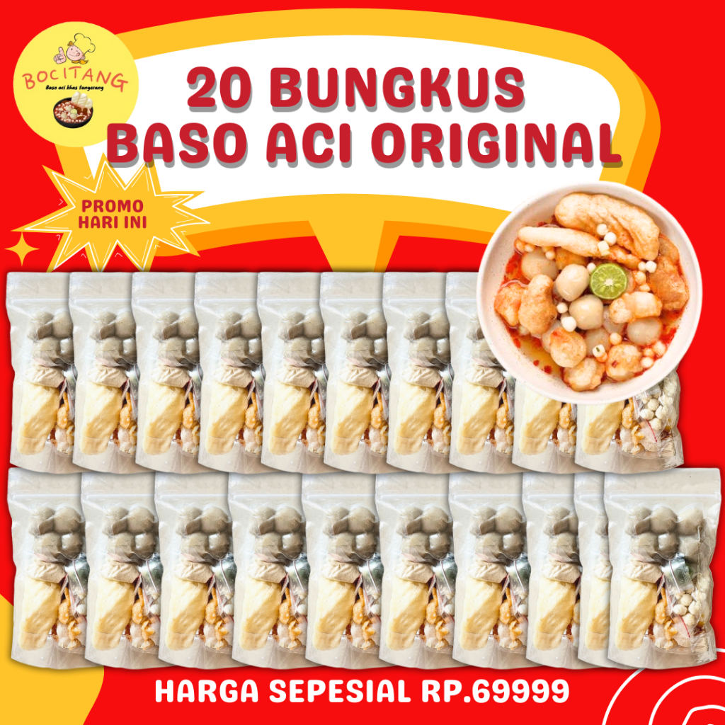 

20 BUNGKUS PAKET USAHA BASO ACI PEDAS KALDU