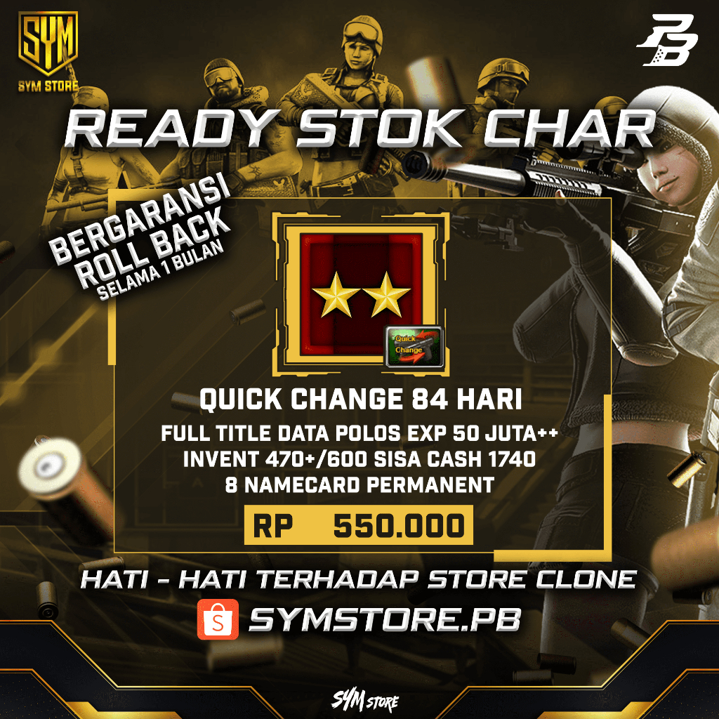 CHAR BINTANG 2 BERGARANSI DATA POLOS FULL TITLE POINTBLANK ZEPETTO / CHAR PB BINTANG 2 / AKUN PB BIN