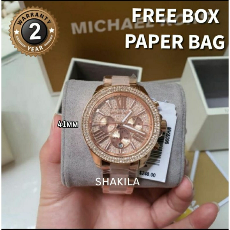 [Original-Garansi 2th ] Jam Tangan Wanita 6096 Mk6096 Design Batu Permata Arloji Watches Jam Cewek P