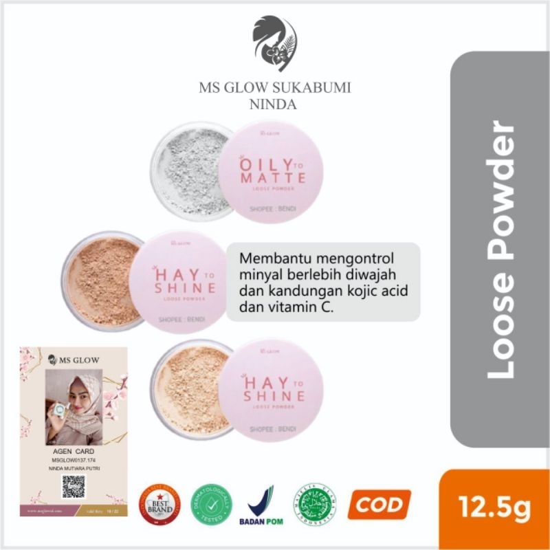 LOOSE POWDER MS GLOW/OILY TO MATTE/IVORY/NATURAL/BEDAK TABUR MS GLOW