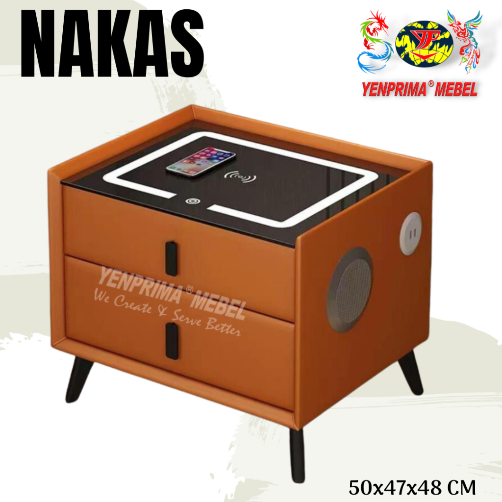 [YENPRIMA] Smart Bedside Table Nakas/ Laci Rak Meja Bluetooth Speaker