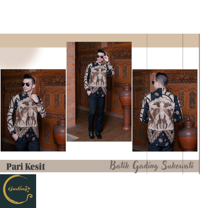 Kemeja Batik Pria Lengan Panjang Motif Pari Kesit Cream Katun Premium Full Tricot