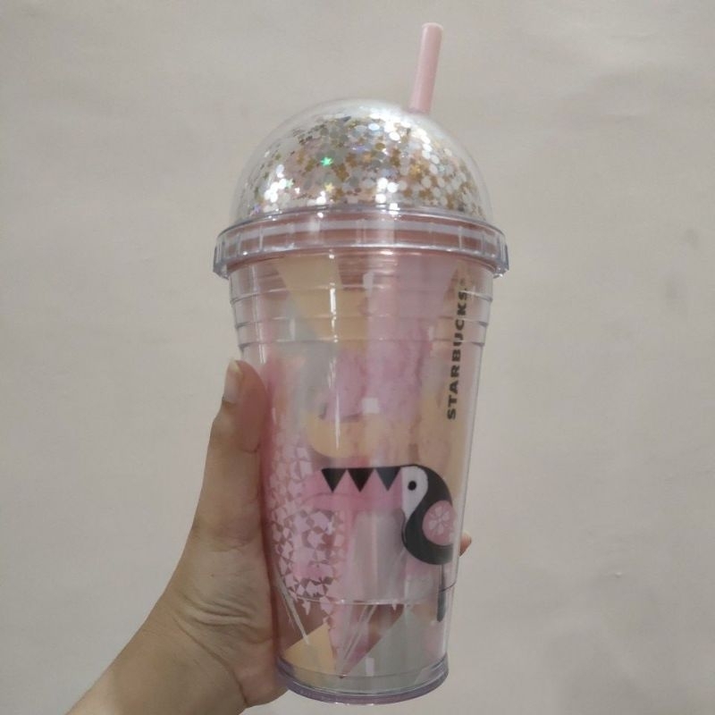 Tumbler Starbucks Original Grande Frapuchino Bird Pink