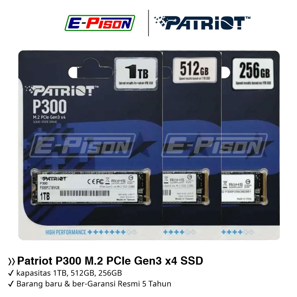 SSD M2 NVME 1TB 512GB 256GB PCIe Gen3 x4 | PATRIOT P300 SSD NVMe Komputer Laptop