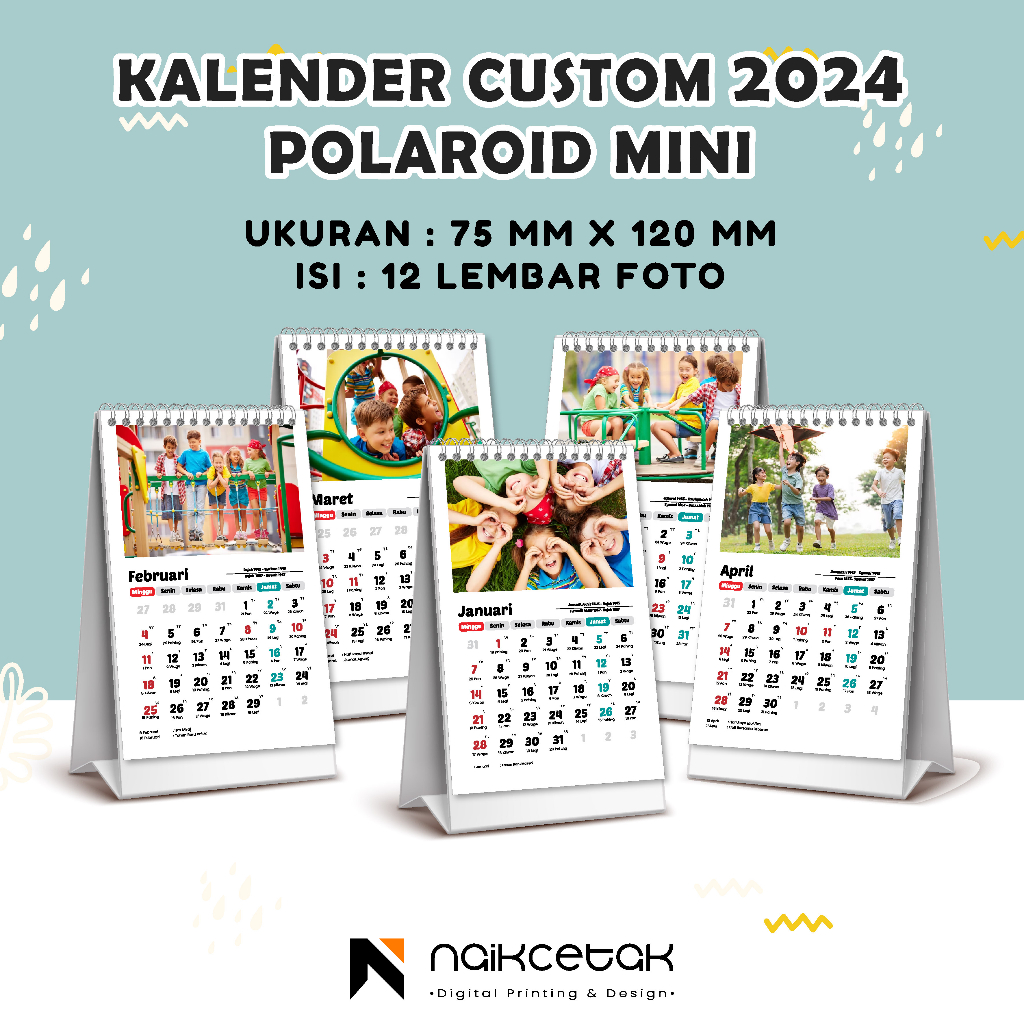 

2025 KALENDER CUSTOM FOTO 2024 POLAROID MEJA MINI