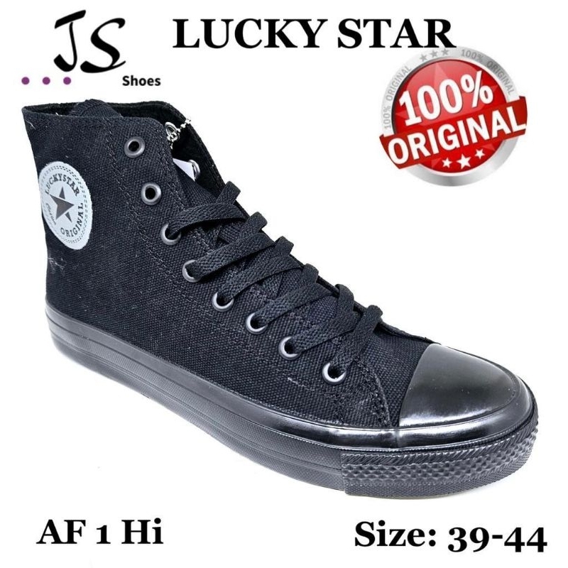 LUCKY STAR AF1 HI - SEPATU SNEAKERS CANVAS MODEL TINGGI MERK LUCKY STAR ORIGINAL
