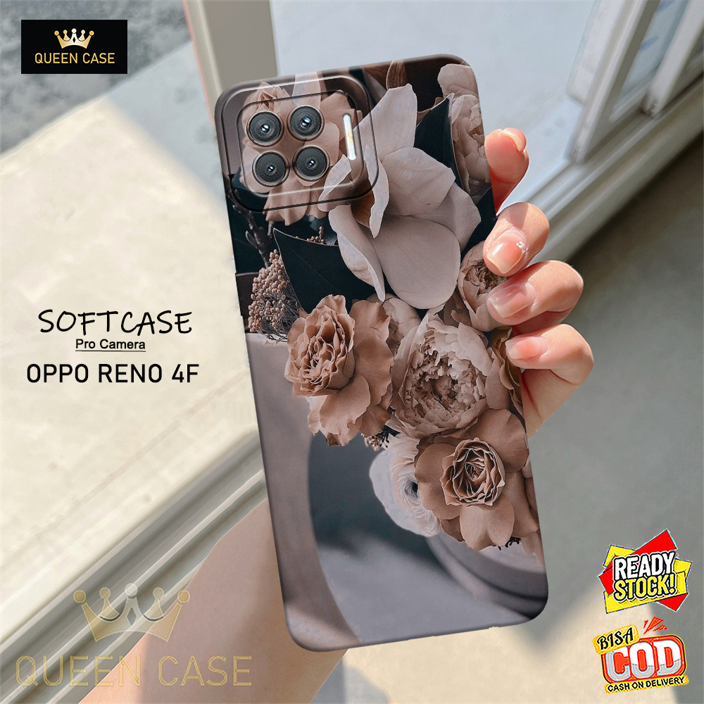 Case Hp OPPO RENO 4F Terbaru Motif BUNGA Bahan Softcase Silikon Lentur & Tebal