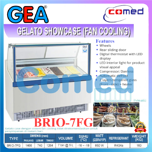 GEA BRIO-7FG Gelato Showcase Fan Cooling System / Pemajang Ice Cream / Ice Cream Showcase Gelato / T