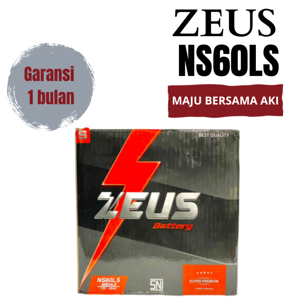 Aki Mobil Toyota Corolla DX GL SE NS60LS (46B24LS) Zeus Aki Basah 45Ah