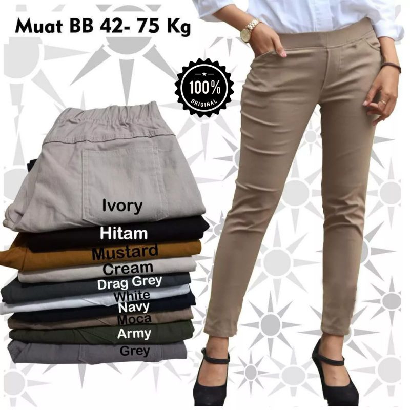 Celana Chino Wanita Bahan Melar Elastis Elizabeth Pants