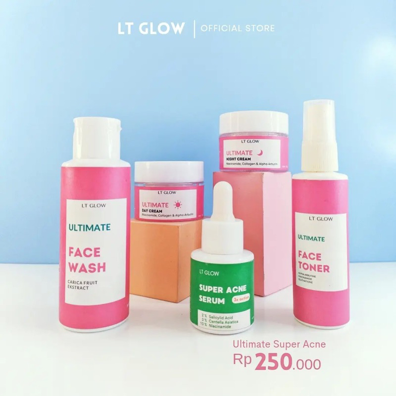 LT GLOW PAKET ULTIMATE ACNE (KHUSUS WAJAH JERAWAT & SUSAH PUTIH)