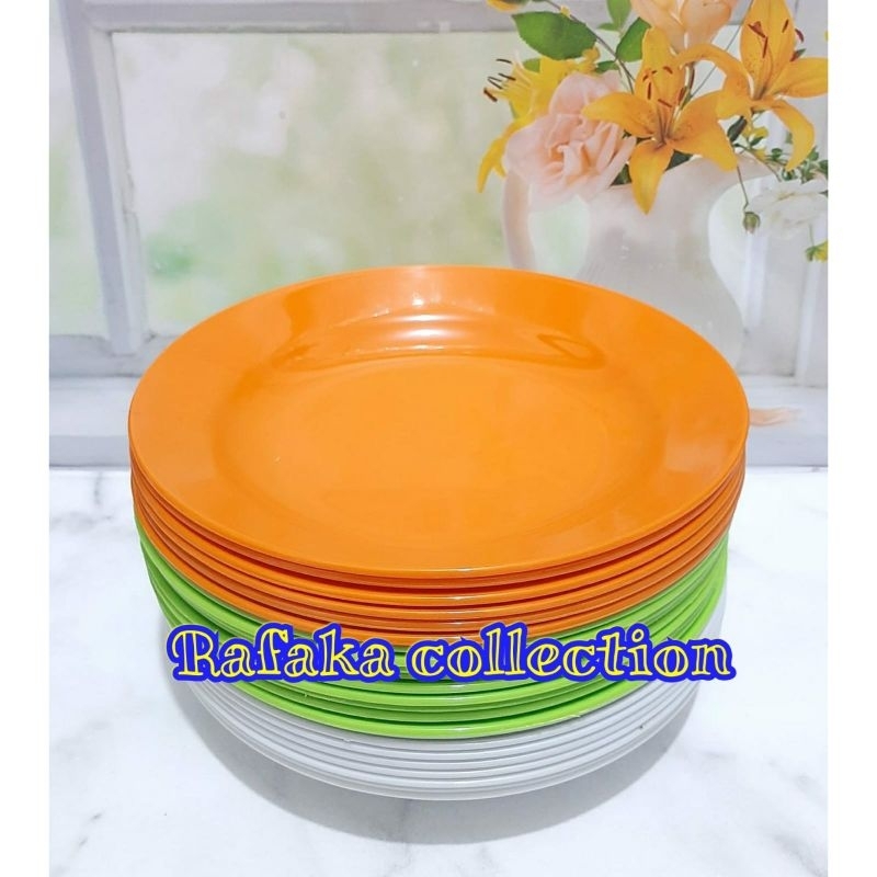 1 LUSIN PIRING MAKAN 9 INCH SEMI MELAMIN  MIKA SSJ TEBAL FOOD GRADE