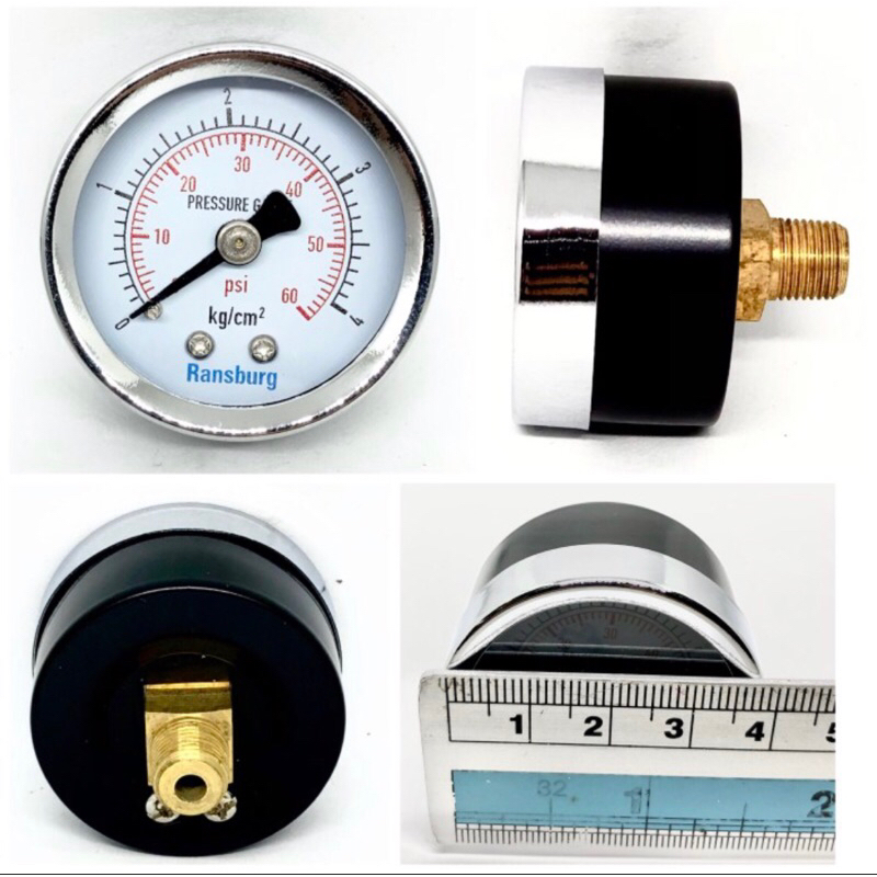 Pressure gauge Ransburg Rbs 005 back 1,5 inci material besi drat 1/8"