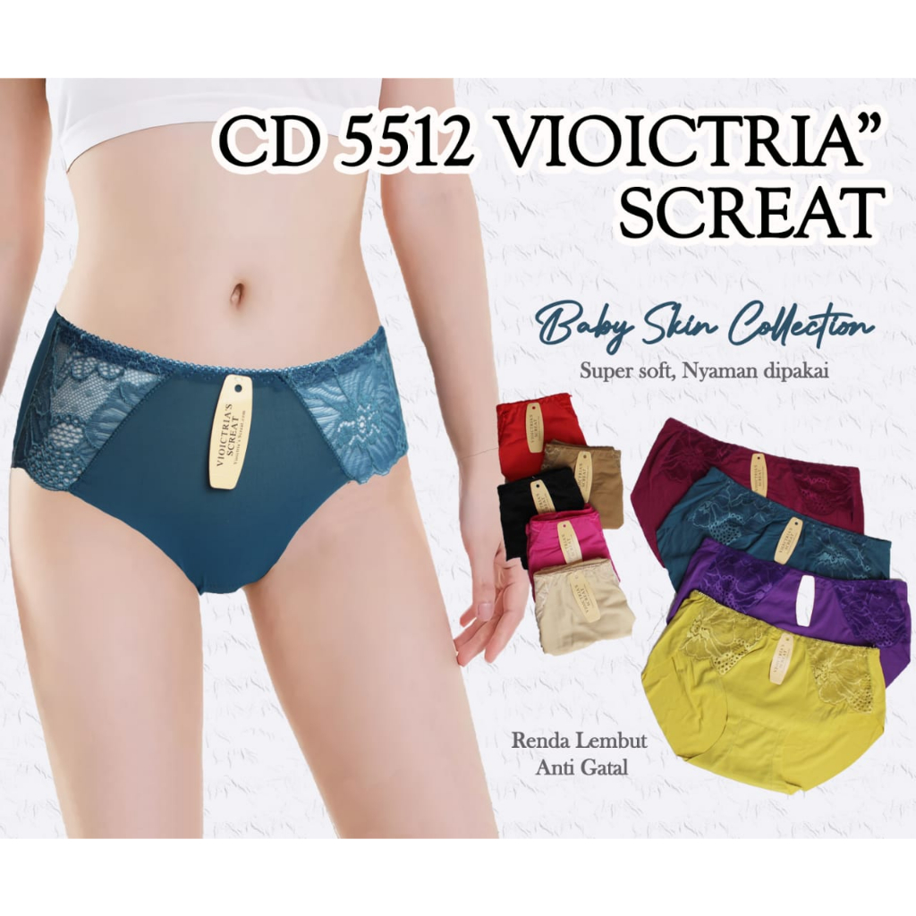 3/6/12pcs CD Seamless Renda Import Satin kombi Renda Transparan Freesize (M-L) utk BB 40-55kg | CD W