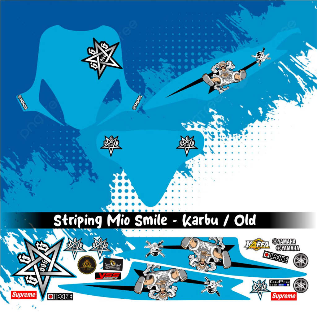 Sticker Striping Mio Smile / Karbu / Old Motif Custom Luff gear Variasi Sticker Mio Biru Muda