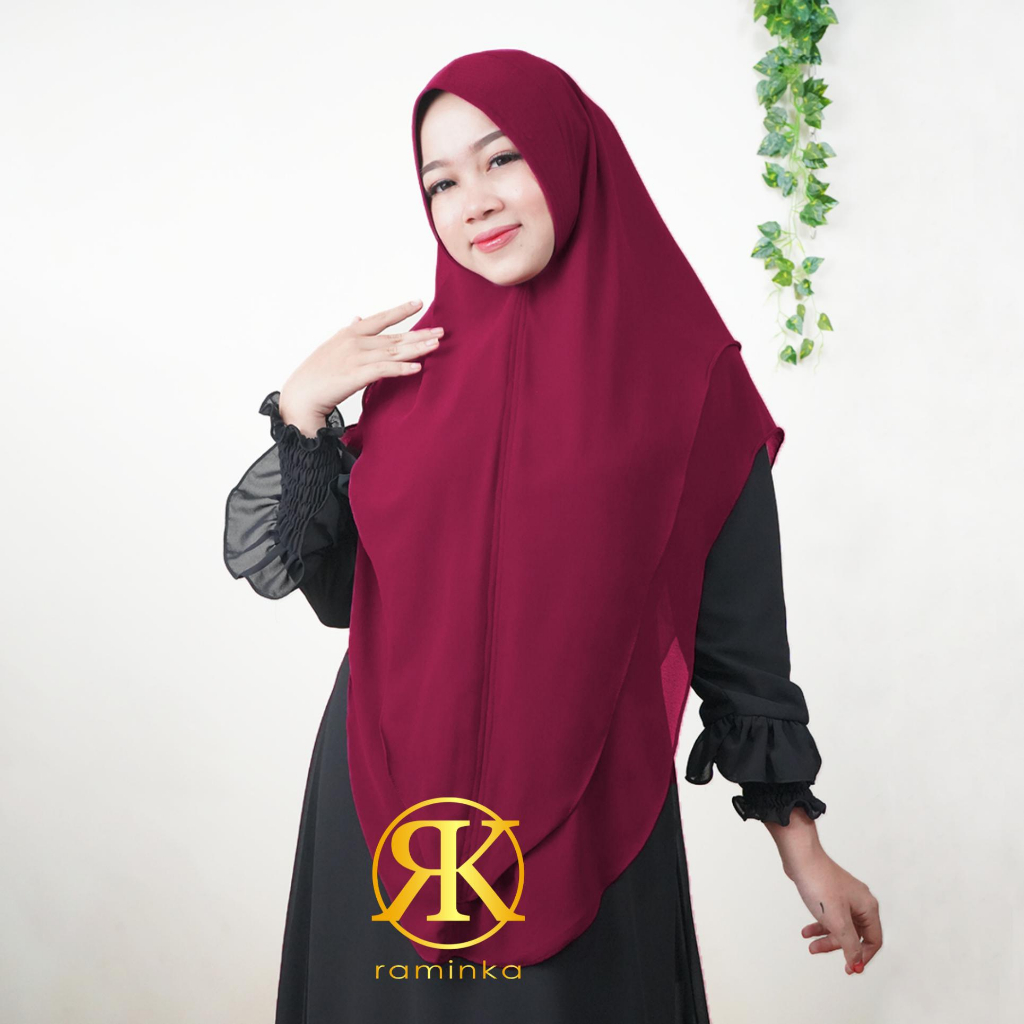 Raminka Khimar Hijab Kerudung Oval Premium Pet Antem Instant Ceruti Ceruty Armani Import Jilbab Mini