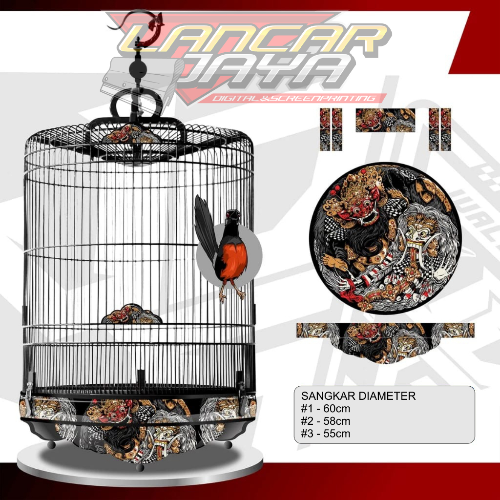 Stiker Sangkar Tebok Murai Decal Sangkar Murai Motiv Barong