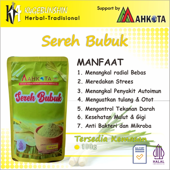 

Ramuan Herbal Sereh Bubuk Mahkota Murni 100% Alami Original