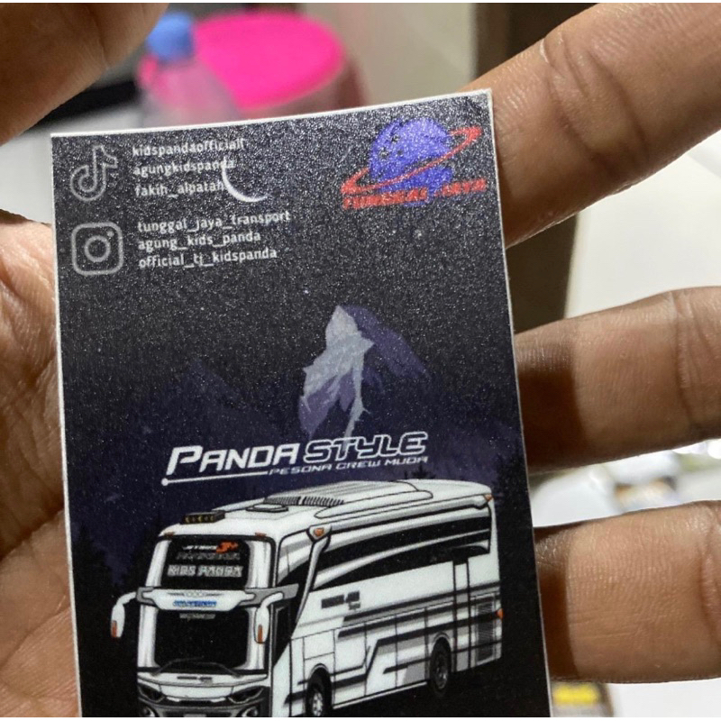 stiker bus kids panda