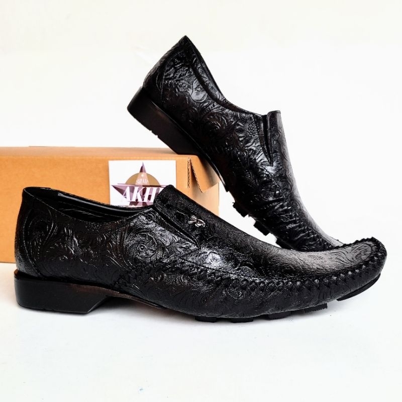 Sepatu Pantofel Playboy Pria Kulit Asli Sol Tanam Oxford