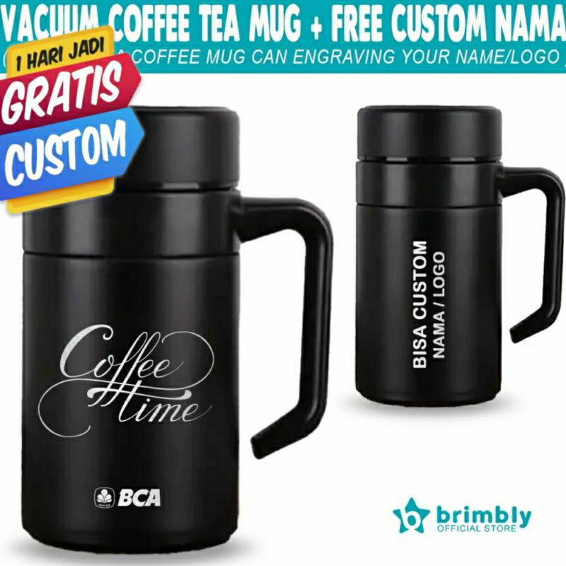 Brimbly Custom Grafir | Vacuum Mug Gelas Coffee Kantor + FREE CUSTOM GRAFIR LOGO | Tumbler gelas tea