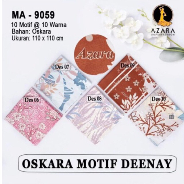 Grosir hijab 10 pcs OSKARA MOTIF LC By AZARA