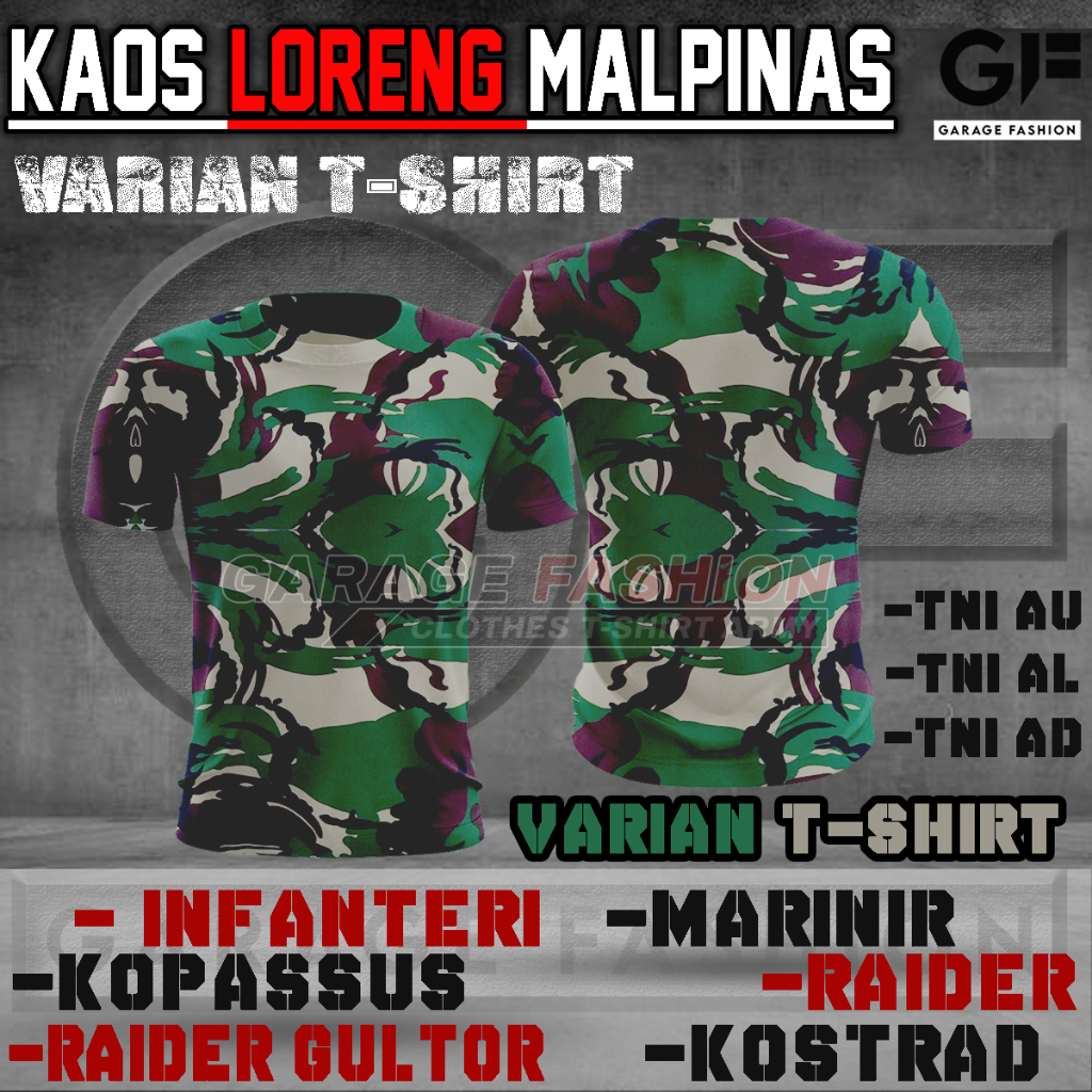 Baju Loreng Malpinas / Baju Loreng TNI / Baju Loreng Bahan Dryfit / Baju Malpinas / COD