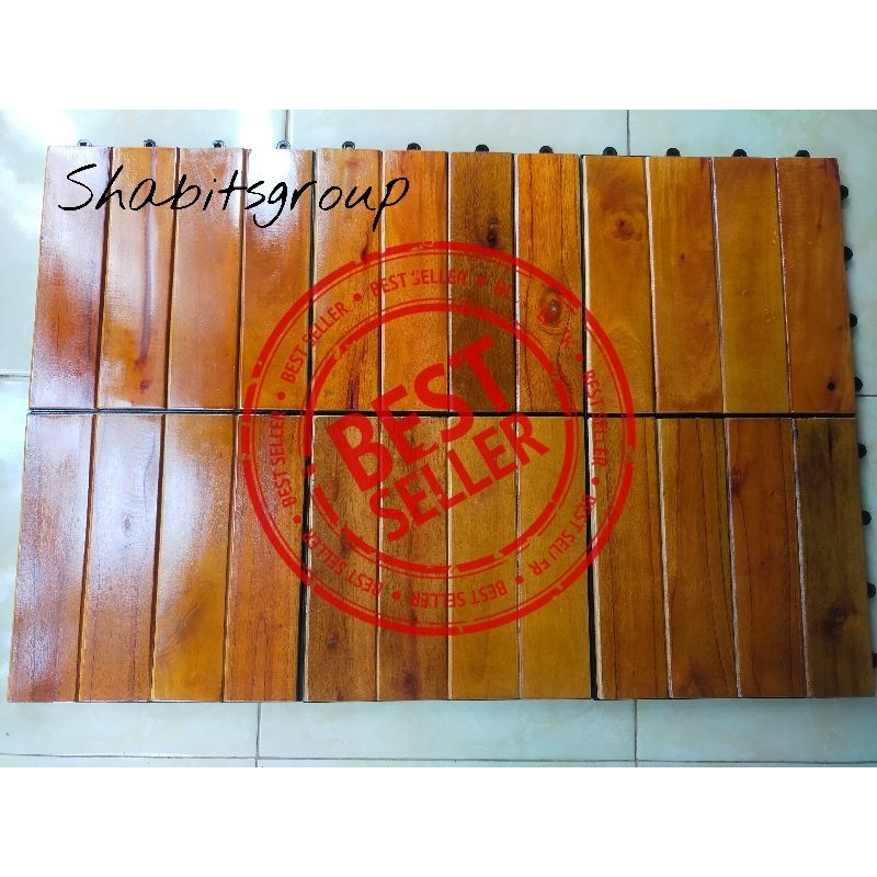 PROMO  BISA COD DECKING KAYU MOTIF LURUS 4 pcs lantai kayu portabel cat kayu jati dekorasi lantai hi