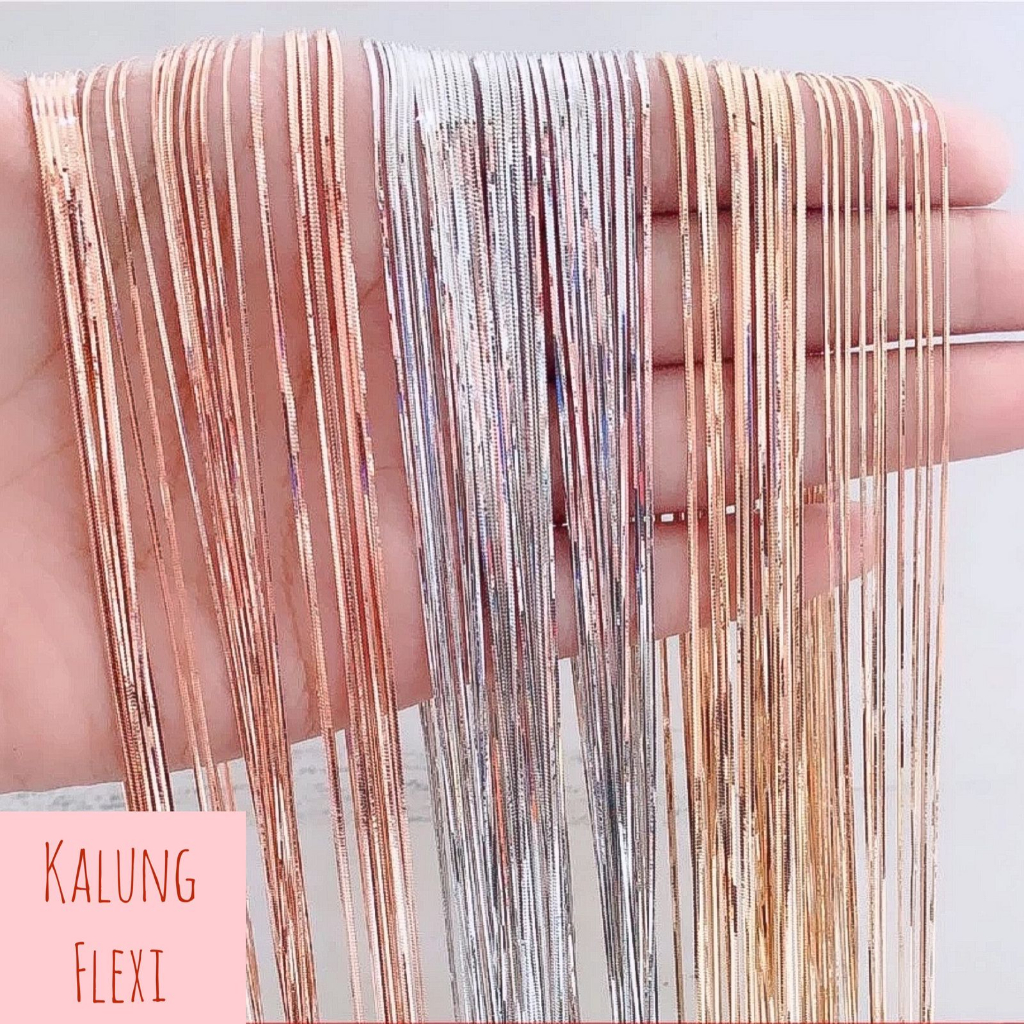 Kalung anak dan dewasa emas asli kadar 70 75 16k 17k santa itali flexi rantai rosegold puith whitego