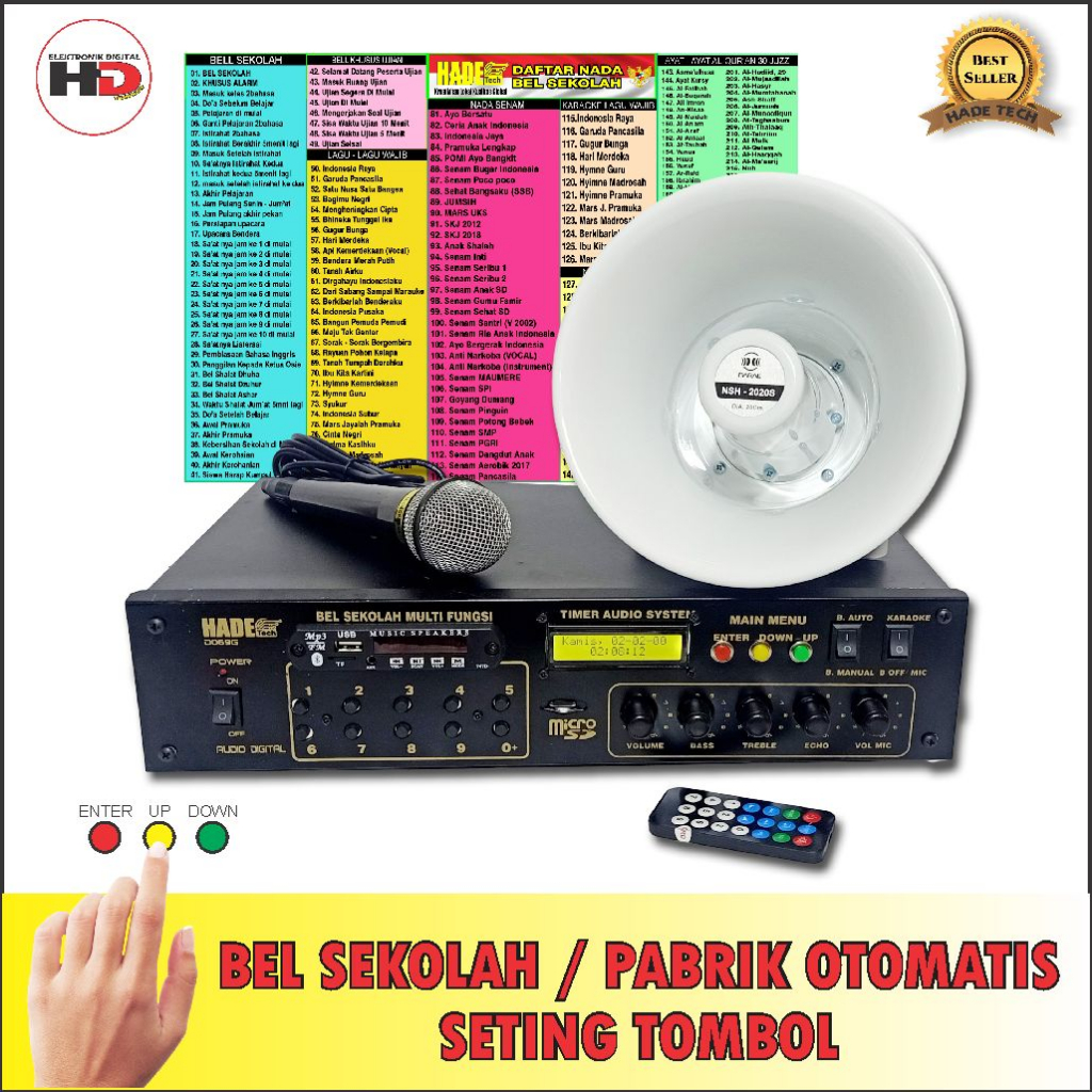 BEL SEKOLAH MANUAL DAN OTOMATIS SETING TOMBOL 1SPEAKER LENGKAP