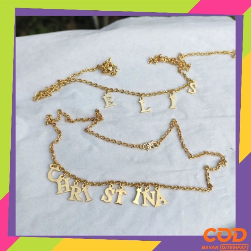 Kalung nama titanium custom huruf pisah anti karat