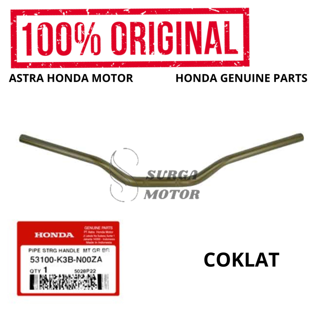 Stang Stir Pipe Steering Handle Honda CB150X Coklat Original AHM 53100-K3B-N00ZA Setang Pipa Setir H