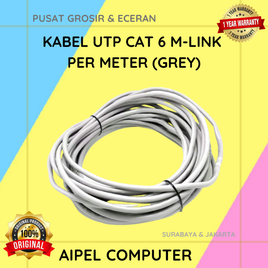 CAT6M | KABEL UTP CAT 6 M-LINK PER METER (GREY)