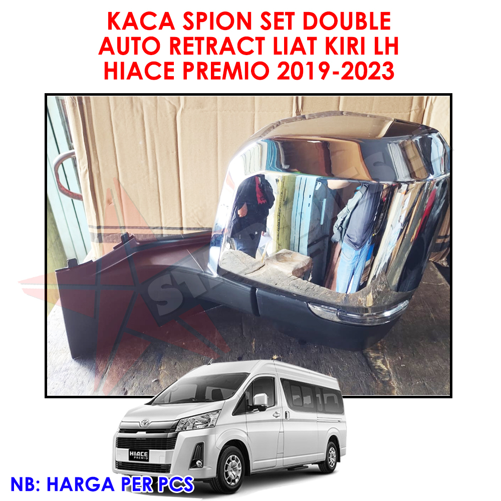 MIRROR ASSY HIACE LH PREMIO CROME CERMIN SEPION AUTO LIPAT KIRI HIACE PREMIO