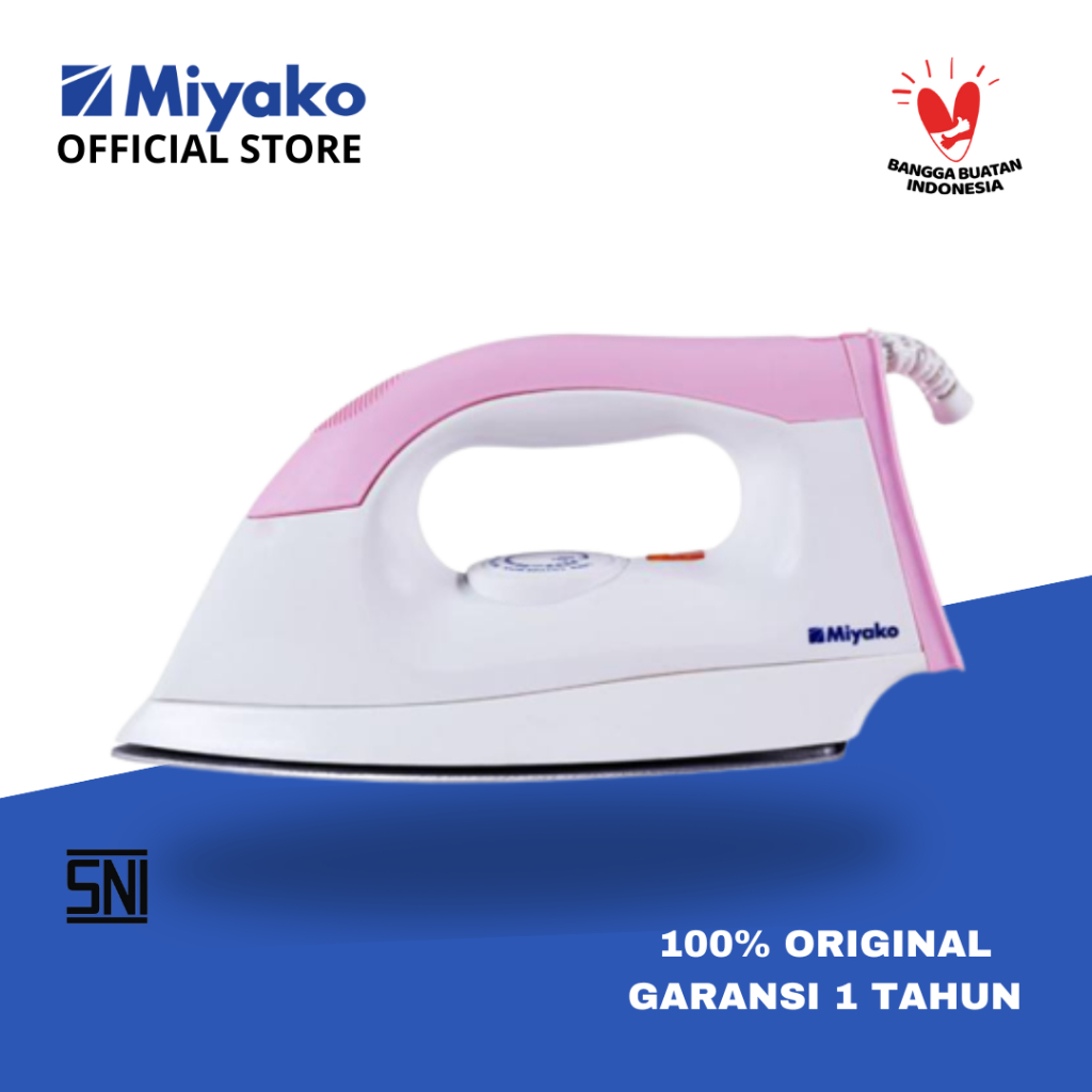 Setrika Miyako EI1000MPK - Pink anti lengket 395 watt