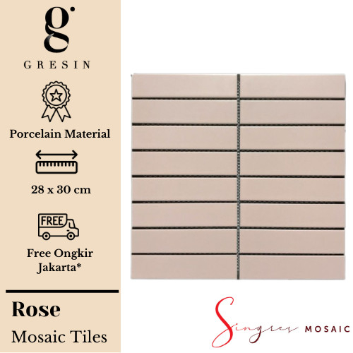Rose Stripe Singres Mosaic Tiles | Mosaic Keramik