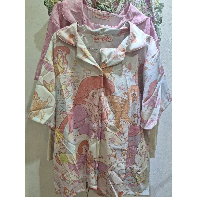 TERMURAH NEW ONE SET PREMIUM PAJAMAS BARBIE ARIEL CARTOON COLLECTION SILK BKK IMPORT BANGKOK 1SET BA
