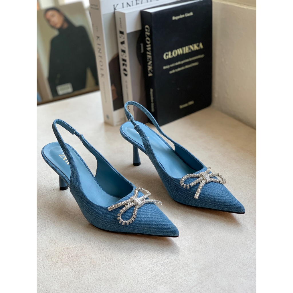HIGH HEELS ZR JEANS/ SEPATU HEELS ZR/ SEPATU HEELS 8 CM/ SEPATU HEELS WANITA MOTIF JEANS zS562