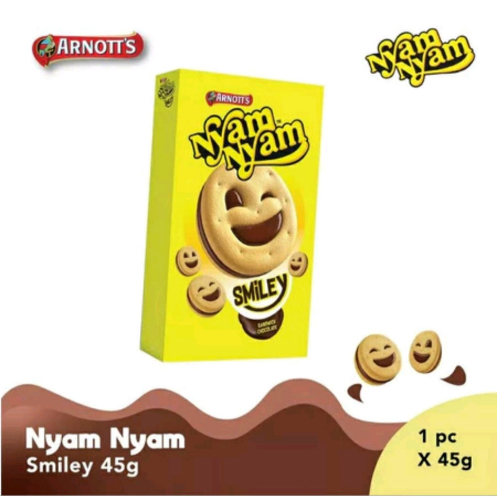 

Arnott's Nyam Nyam Smiley Sandwich Chocolate 45g