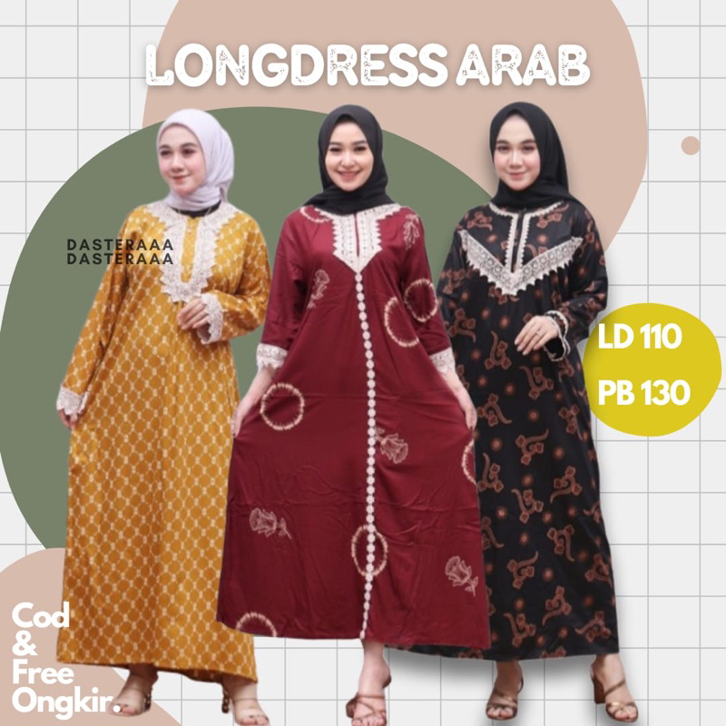 2Pcs Longdress Arab Renda Panjang[]Daster Arab Muslim[]Daster Renda Premium
