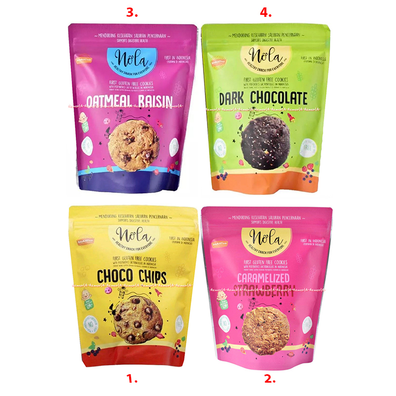 

Nola 75gr Gluten Free Cookies Choco Chip Caramelized Strawberry Oatmeal Raisin Dark Chocolate Kukis Cemilan Bebas Tanpa Gula