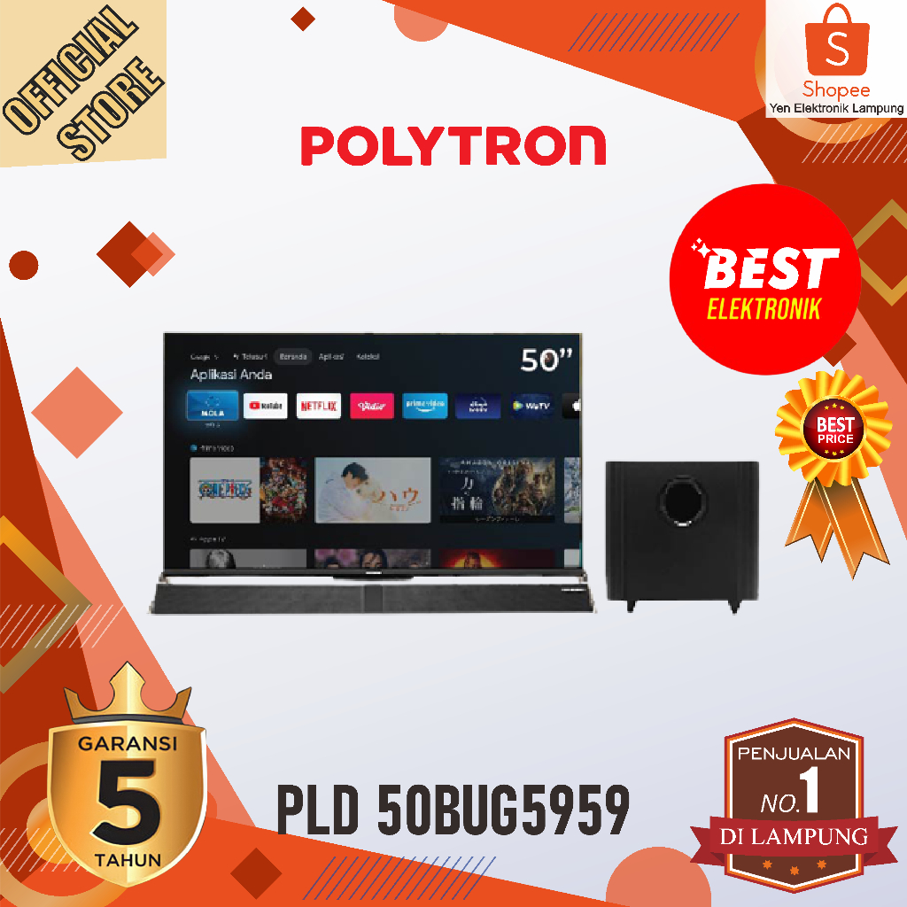 TV POLYTRON PLD 50BUG5959 Smart Cinemax Soundbar 4K UHD 50 Inch